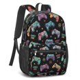 thumbnail image 2 of Game Controller Black Patternx 17" School Backpacks for Teens,Waterproof Oxford Fabric,S-Shape Padded Straps for School,Travel,Hiking,Camping, 2 of 6