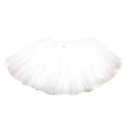 Pretend Play Dress Up White 3 Layered Polka Dot Trim Flower Ballerina Tutu