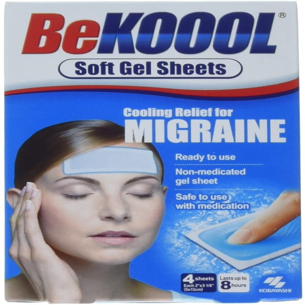 BeKoool Be Koool Gel Sheets for Adults Migraine, 4 Count (Pack of 3)