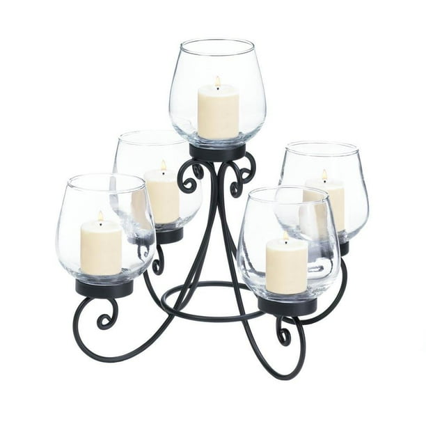 Candle Holder Centerpiece, Enlightened Iron Modern Glass Decor Candle