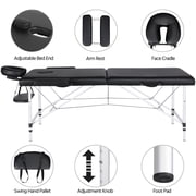 Renwick Adjustable 2 Sections Massage Bed with Face Cradle, Black