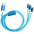 thumbnail image 1 of Cable de carga USB 3 en 1 con luz LED para iOS, tipo C y puerto micro, color azul, 1 of 5