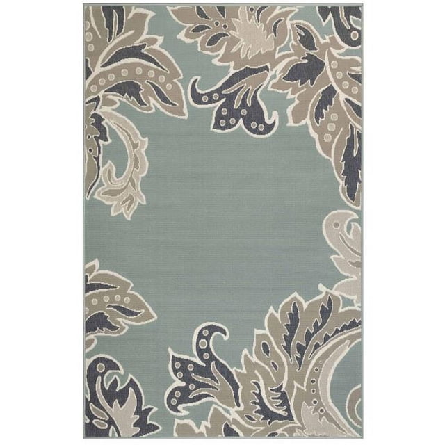 Trans-Ocean Imports RVI45764803 39 x 59 in. Liora Manne Riviera Ornamental Leaf Indoor & Outdoor Rug - Cool