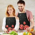 thumbnail image 3 of Black Gothic Skull Flower Pattern Apron-Garden Aprons for Women with Pockets-Cotton Linen Waterproof Kitchen Cooking Gardening Aprons Adjustable for Kitchen,Cooking,BBQ and Salon 33x27 Inch, 3 of 7