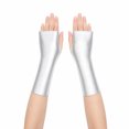 thumbnail image 2 of Unique Bargains 1 Pair Party Gloves Elegant Patent Leather Fingerless Short Style Long Opera Party Gloves 9.06"x3.54" Silver Tone, 2 of 5