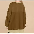 thumbnail image 4 of Luxalzxs Fall Sweatshirts for Women Trendy Loose Fit Casual High Low Hem Split Oversized Sweatshirt Long Sleeve Color Block Button Henley Neck Pullover Tunic Tops Outfits, 4 of 5