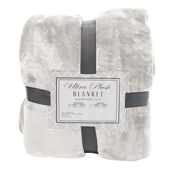 Ultra Plush Supremely Soft 90 x 90 Inches Fuzzy Velour Throw Blanket in