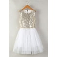 thumbnail image 2 of StylesILove Toddler Kids Gold Sequin Tulle Sleeveless Flower Girl Dress (100/18-24 Months), 2 of 7