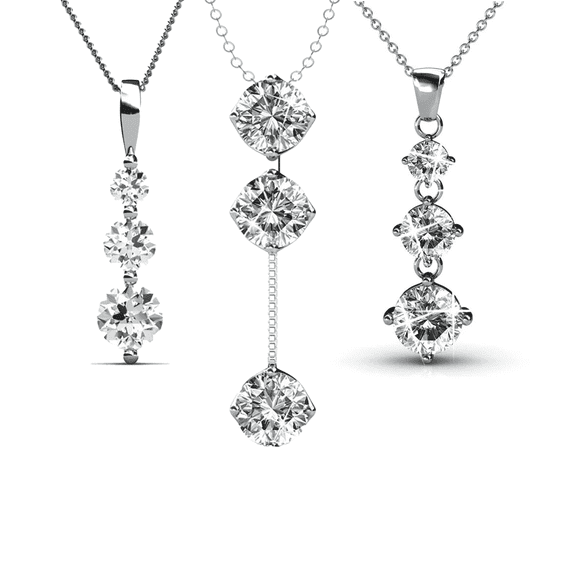 Cate & Chloe Pack of 3 - Delilah, Willow & Sloane 18k White Gold Plated Necklace with Swarovski Crystals for Women