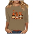 thumbnail image 2 of Leodye T-Shirts d'Halloween pour Femmes à Manches 3/4 à Col Rond, Automne, Halloween, Graphique Amusant, Haut à Manches Longues, Kaki 12 (TTG), 2 of 4