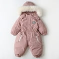 thumbnail image 2 of Zshosam Boys Snow Suit Newborn Baby Snowsuit Fleece Lined Jumpsuit Outfits Warm Hooded Romper for Infant Size 18 24 Months,(Pink 18-24 Months), 2 of 9