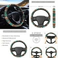 thumbnail image 3 of Renewold Car Seat Cover Full Set 11 PCS, with Steering Wheel Headrest Handbrake Gear Shift Cover Cup Holders Universal Fit Most Vehicles, American Tribal Leopard Print Brown Teal, 3 of 7
