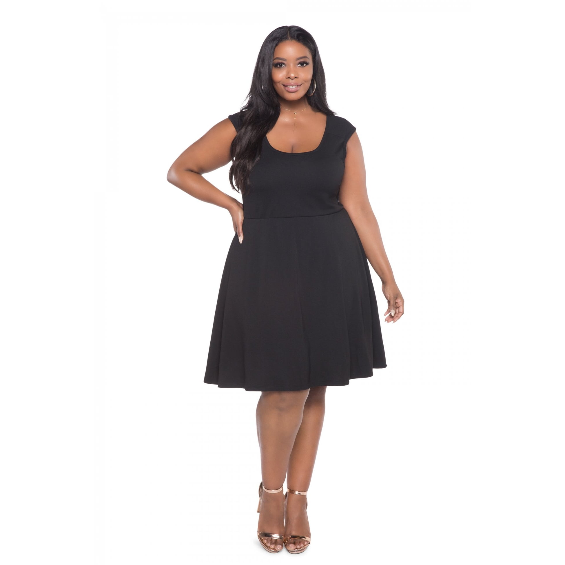 Plus Size Cocktail Dresses For Women, Black Criss Cross Back Lady Swing  Dress - Walmart.com