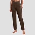 thumbnail image 2 of vigerkar Women's Yoga Leggings Straight Leg High Waisted Tummy Control Workout Lounge Pants with Pockets Coffee, 3XL, 2 of 7