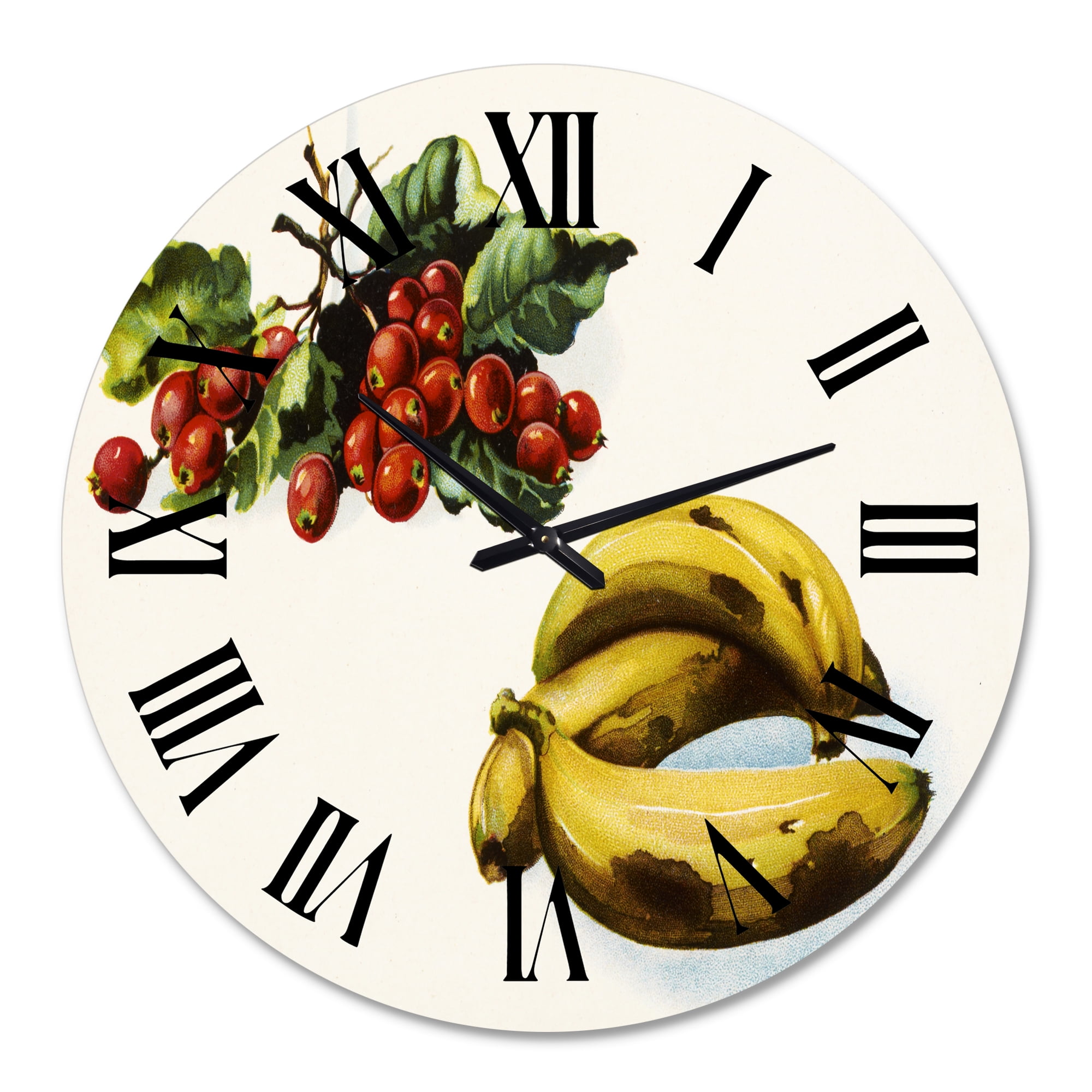 Designart 'Banana And Red Berries' Farmhouse Wall Clock
