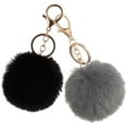 thumbnail image 3 of 2pcs Pompom Keychian Adorable esponjoso llavero Pompom Bag Pendse Pelge Llavero Cadena de llave, 3 of 4