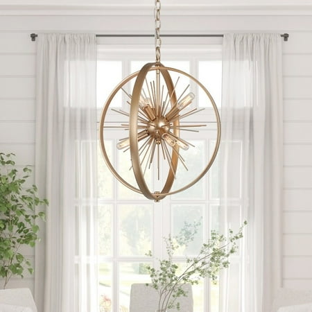 

Kenira Modern Farmhouse 6-light Orb Sputnik Black/ Gold Chandeliers Globe Ceiling Lights Antique Gold D18 x H80.5 37 to 48 Inches Adjustable Over