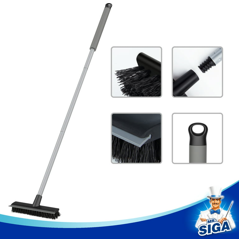 2 in 1 Cleaning Scrub Brush Grout Brush Scrape Floor Scrub Brush with Long  Handle V-Shape Stiff Bristle Brush Scrubber with Squeegee 120°Rotating