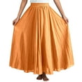 thumbnail image 5 of MIXUE Skirts For Women Summer Solid Color Elastic High Waist A Line Casual Boho Maxi Skirt Beachwear,White,S, 5 of 7