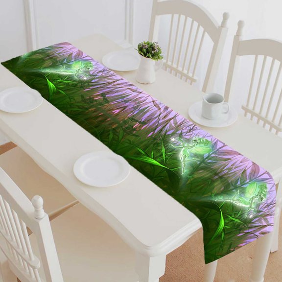 PKQWTM Fairy In The Grass Cotton and Linen Table Runner Kitchen Dining Room Supplies Size 14x72 Inch