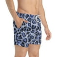 thumbnail image 4 of Blue Leopard Print Swim Trunks, 4 of 6