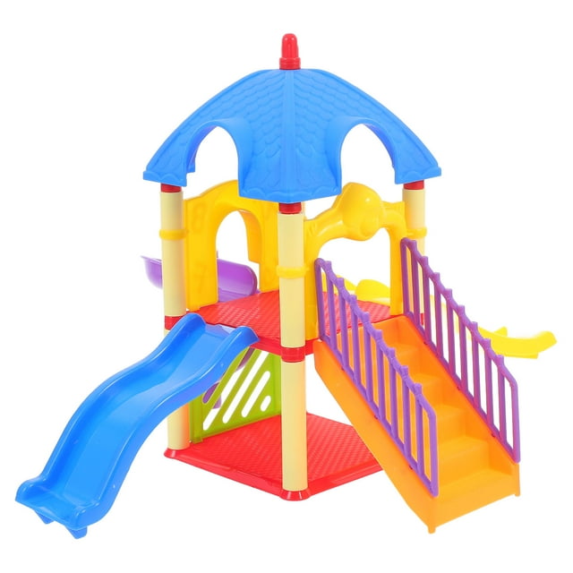 BRIGHTFUFU Modelo de construcción de parque infantil pequeño, modelo de parque infantil DIY, modelo de tobogán