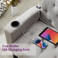 thumbnail image 6 of 62" Mid Century Modern Tufted Linen Loveseat Sofa with USB Charging Ports and Cup Holders, Perfect for Small Spaces, Light Grey, 6 of 9