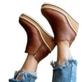 thumbnail image 5 of Chaussures pour Femmes Talon Compensé Bottines Plates Fermeture Éclair Latérale Bout Rond Couleur Unie Plateforme Nude, 5 of 5