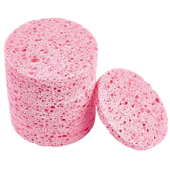 12Pcs Reusable Makeup Remover Sponge Pads Facial Cleansing Sponge Flat Round Face Washing Sponges Pale Violet Red Make Up Sponges for Daily Cleansing Gentle Exfoliating Makeup RemovalPale Violet Red