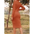 thumbnail image 3 of Autumn Winter Womens Long Sleeve Turtleneck Sweater Dresses Knitted Bodycon Midi Sheath Jumper Dresses, 3 of 6