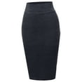 thumbnail image 1 of A2Y Women's Basic Solid Ponte Knee Length Slit Techno Span High Waist Pencil Skirt Heather Navy 3XL, 1 of 3