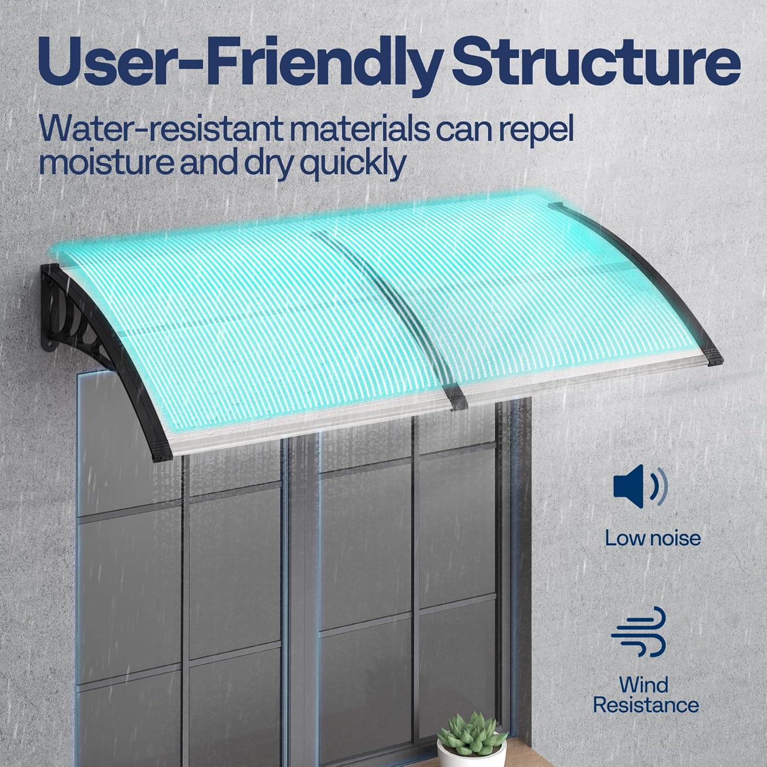 SPECSTAR Polycarbonate Window Door Awning Spliced Canopy Transparent with Black Bracket 40 Inch x 40 Inch