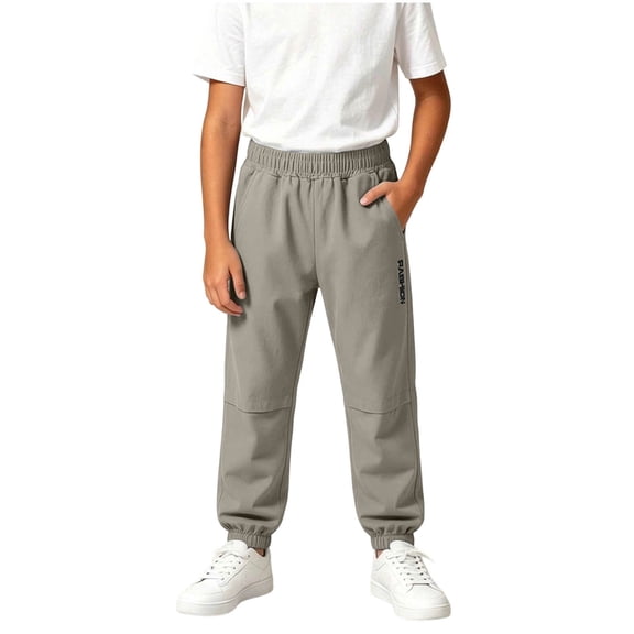 Lmnyox Sweatpants for Boys Casual Plain Solid Color Elastic Waist School Pants Loose Cuffed Joggers with Pockets