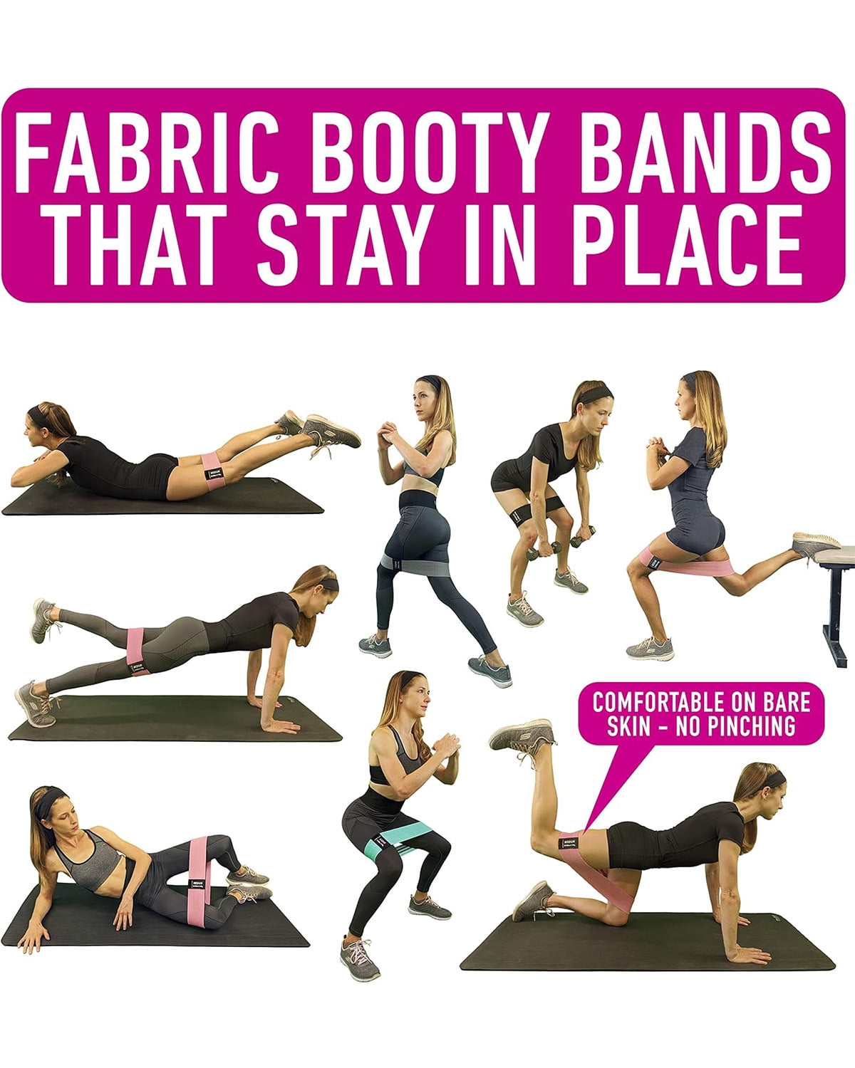 Resistance Bands for Working Out, 4 Booty Bands Fabric Elastic Bands for Exercise Bands Resistance Bands for Legs Bands for Working Out Hip Thigh Glute Bands Set