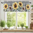 thumbnail image 2 of Vintage Floral Valances for Windows, 42 x 18in, Sunflowers Black Buffalo Plaid Farmhouse Rod Pocket Kitchen Valance Curtain Light Filtering Window Treatments for Living Room Bedroom, 1 Panel, 2 of 7