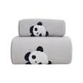 thumbnail image 3 of Hvmvliv Bath Towels Set 2-Piece Bear Embroidered Towel Set Soft Skin-Friendly Material, High Water Absorption, for Bathroom, Spa, Beach and Camping, Perfect Gift for Family and Friends Gray, 3 of 6
