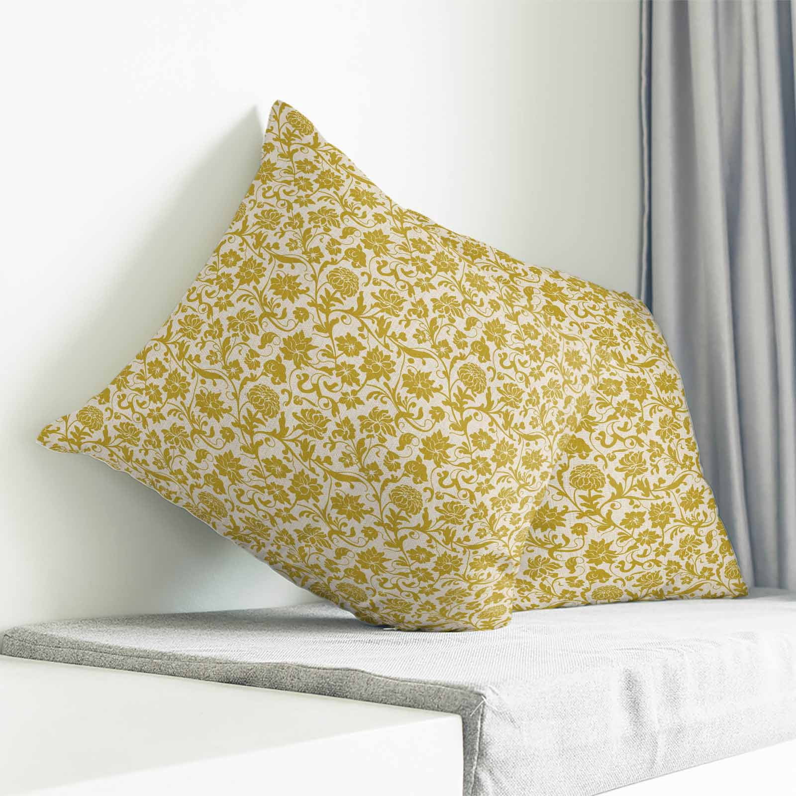 Yelllow Floral Pillow Covers 26x26 Inch Decorative Throw Pillow Cover, Vintage Rustic Plants Flowers Spring Sofa Pillowcases Accent Cushion Case Home Decor Bedroom Living Room