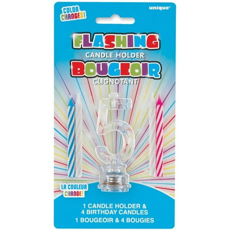 Unique Industries Assorted Colors Birthday Birthday Candles, 3" 5 Pieces