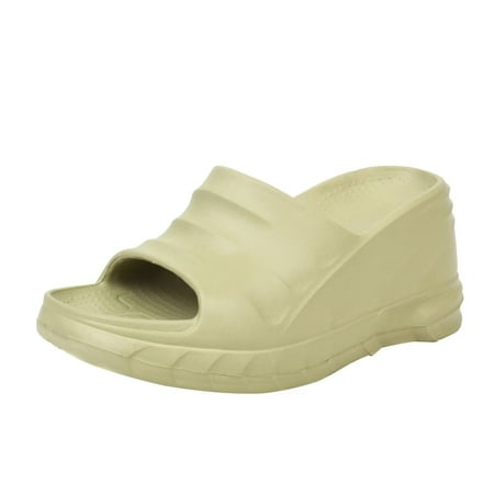 

vivianly Womens Open Toe Wedge SIides Sandals Platform Wedges Shoes Avocado Green Size 10
