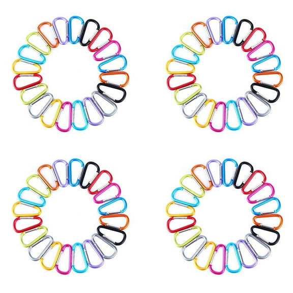 80Pcs D-Ring Locking Carabiner Keychain Spring Clip Lock Carabiner Hook Outdoor Camping Equipmengt