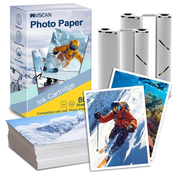 SD21/SD31 Refill Cartridge and Photo Paper 4x6 for Liene Amber M100/M200 Photo Printer (80 Sheets 4x6'' Paper) Compatible with DHP512/DHP513