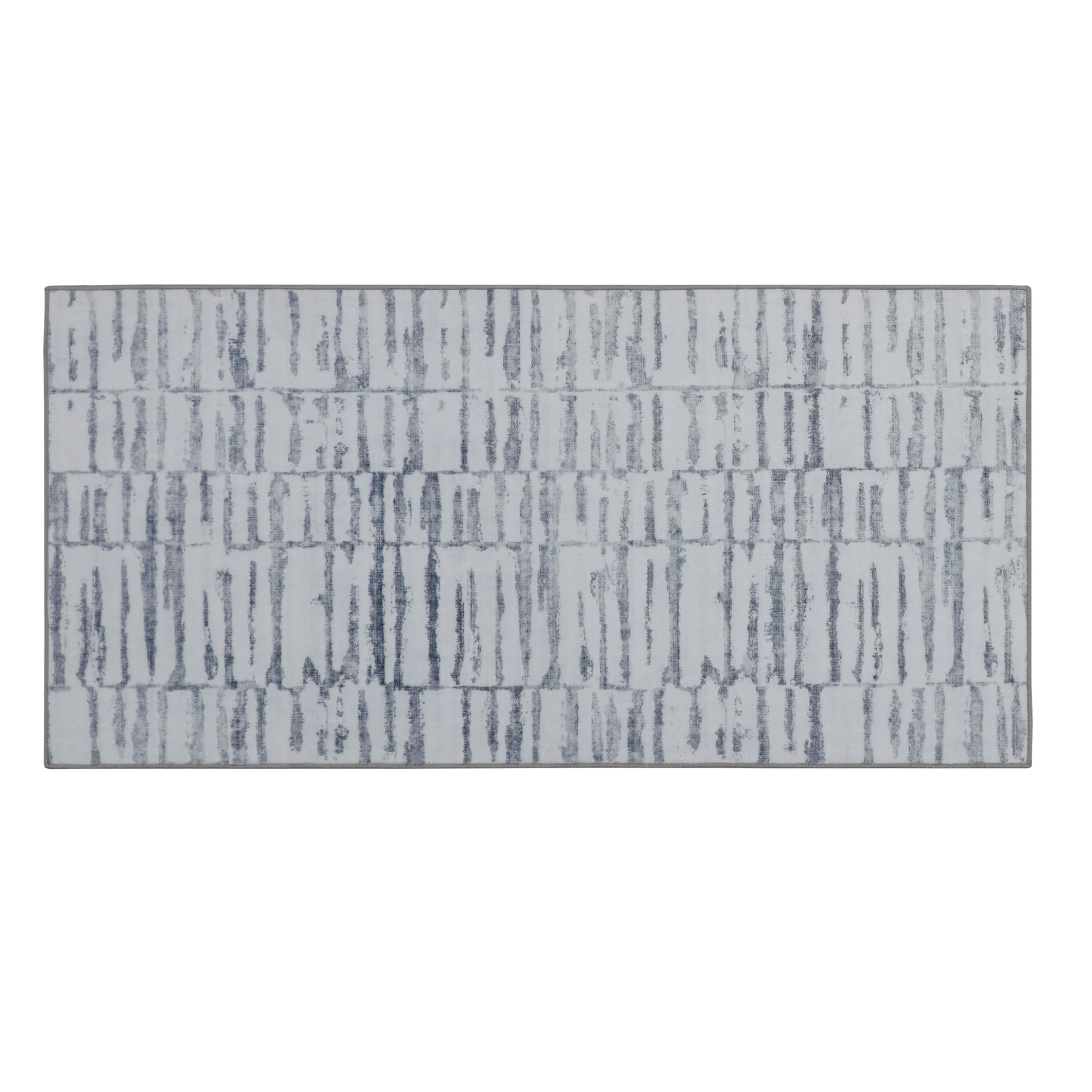 Washable Skid-Resistant Accent Rug Geometric Grey 24" x 48"