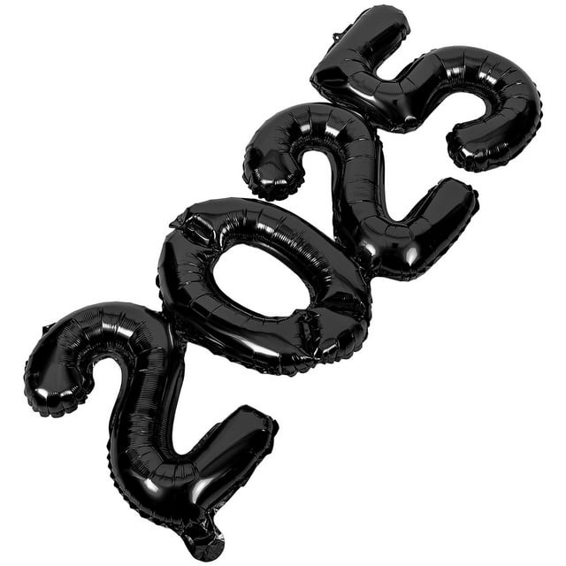 MOVTOTOP 1 Set Number Foil Balloons Black Polyester Film For New Year's Eve And Home Decorations