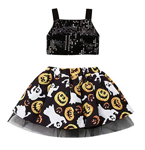 Xshuai Baby Clothes Set Toddler Baby Kids Girls Halloween Plaid Tops Pumpkin Skirts Set Outfits