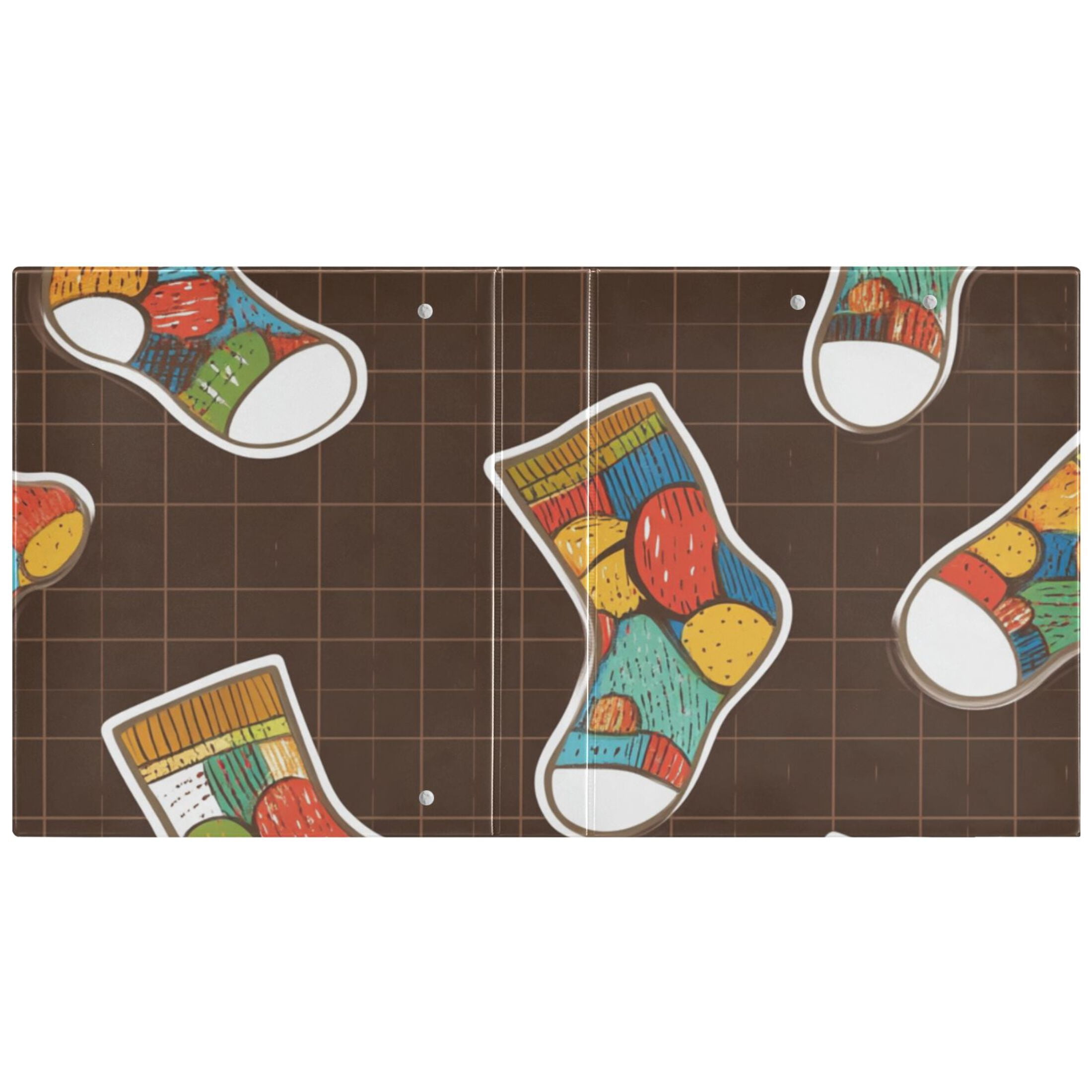Colorful Socks 3 Ring Binders 1.5 inch Hardcover File Folders with Interior Pockets A4 Size Organizer for School Office Hospital