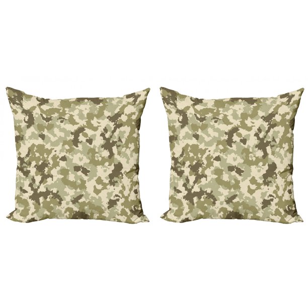 Camo Throw Pillow Cushion Cover Pack of 2, Old Fashioned Camouflage