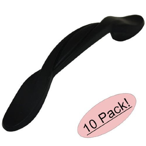 Cosmas 9009FB Flat Black Twist Cabinet Hardware Handle Pull - 3' Hole Centers, 10 Pack