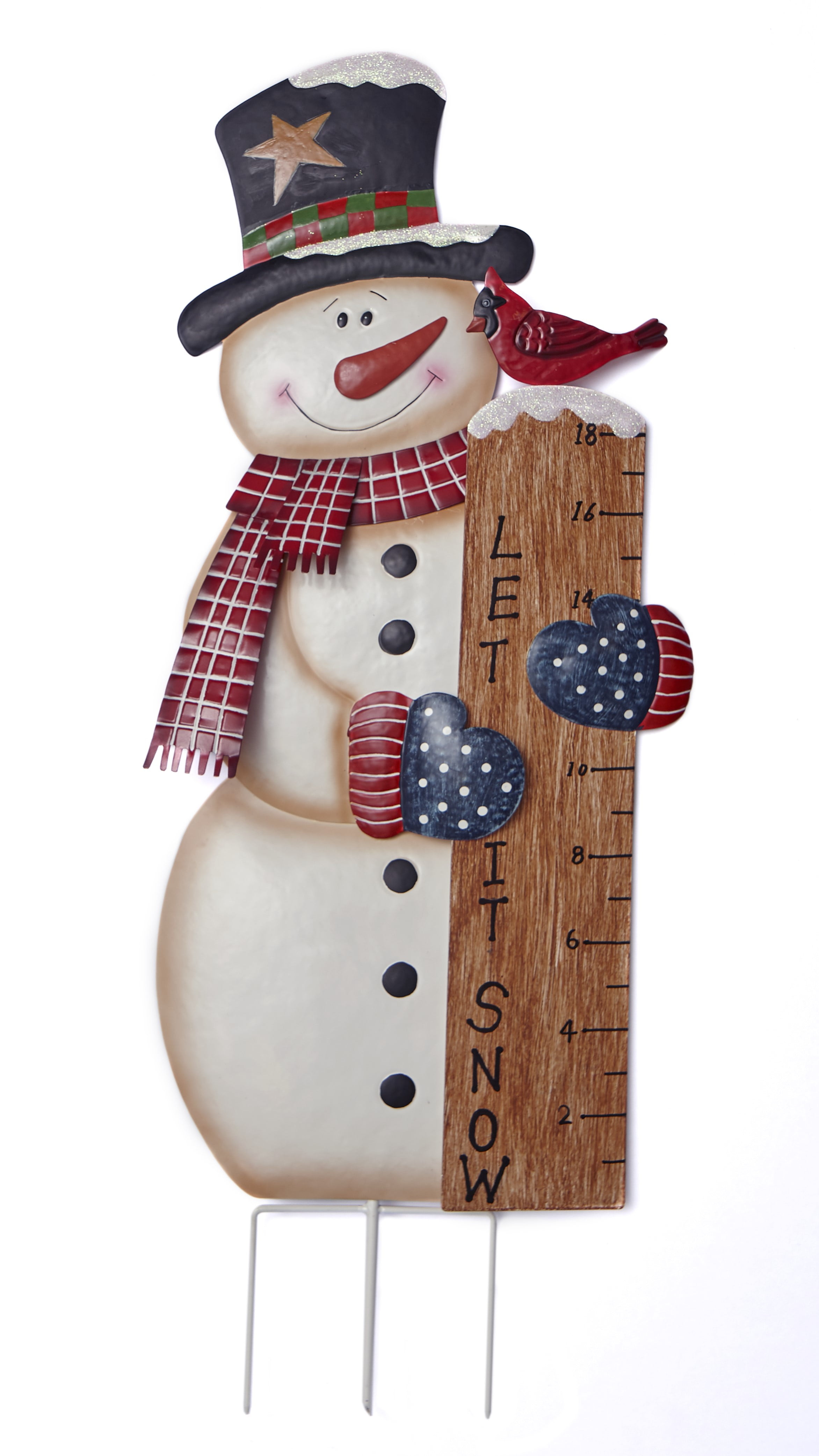 Snowman Snow Depth Measuring Stick Outdoor Christmas Garden