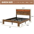 thumbnail image 6 of Euroco Wood Queen Size Platform Bed with Storage Headboard, LED Light and USB Charging Station, Dark Brown, 6 of 8