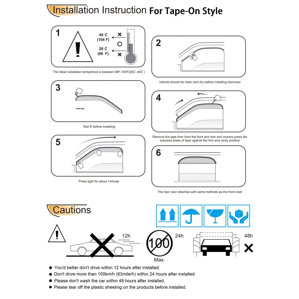 4PCS In-Channel Guards Window Visor Deflector, Medium Smoke-4PCS in-Channel Sun Rain Guards Window Visor